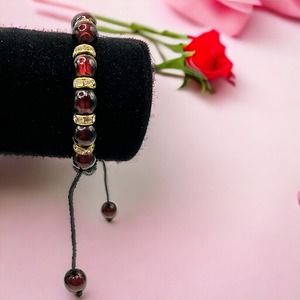 Purple Beads, Rhinestones & Silver-Tone Separator Friendship Bracelet!